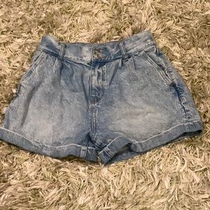 Loose light blue jean shorts